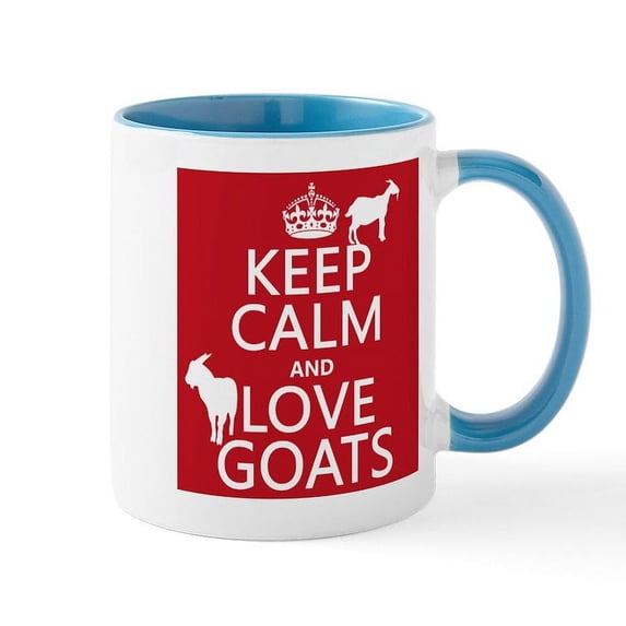 CafePress - Keep Calm And Love Goats Mugs - 11 oz Ceramic Mug - Novelty Coffee Tea Cup