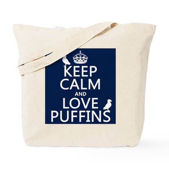 CafePress - Keep Calm And Love Puffins Tote Bag - Unisex Canvas Tote Bag, Beige, 1-Piece