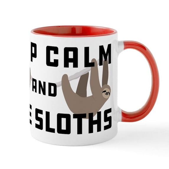CafePress - Keep Calm And Love Sloths - 11 oz Ceramic Mug - Novelty Coffee Tea Cup