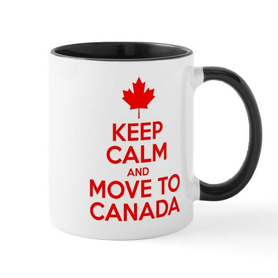 CafePress - Keep Calm And Move To Canada Mugs - 11 oz Ceramic Mug - Novelty Coffee Tea Cup