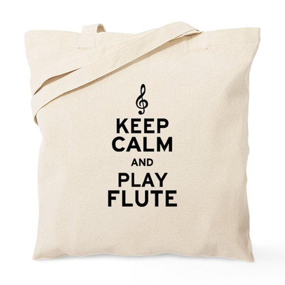 CafePress - Keep Calm And Play Flute Tote Bag - Unisex Canvas Tote Bag, Beige, 1-Piece