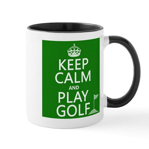 CafePress - Keep Calm And Play Golf Mugs - 11 oz Ceramic Mug - Novelty Coffee Tea Cup