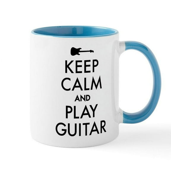 CafePress - Keep Calm And Play Guitar - 11 oz Ceramic Mug - Novelty Coffee Tea Cup