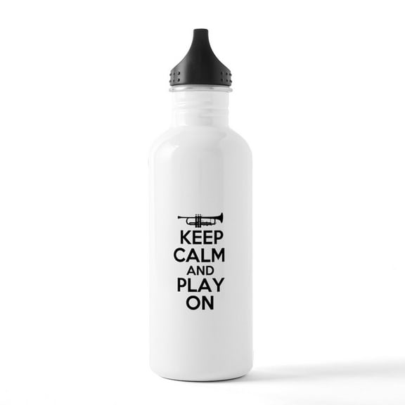 CafePress - Keep Calm And Play On Trumpet Water Bottle - Stainless Steel Water Bottle, Sports Bottle, 1.0L