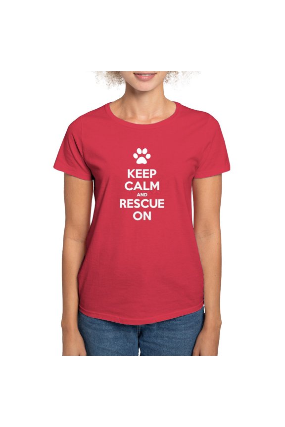 - Keep Calm And Rescue On Animal Rescue T Shirt - Women's Traditional Fit Dark T-Shirt