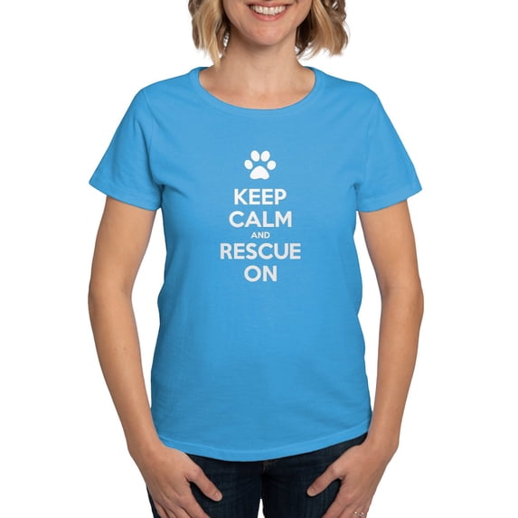 CafePress - Keep Calm And Rescue On Animal Rescue T Shirt - Women's Traditional Fit Dark T-Shirt