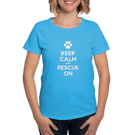CafePress - Keep Calm And Rescue On Animal Rescue T Shirt - Women's Traditional Fit Dark T-Shirt
