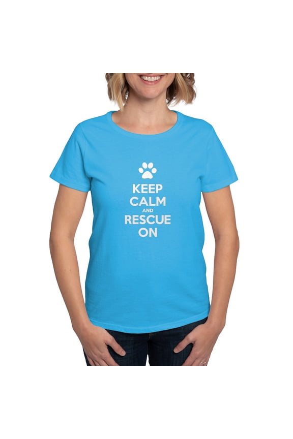 - Keep Calm And Rescue On Animal Rescue T Shirt - Women's Traditional Fit Dark T-Shirt