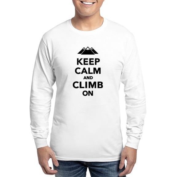 CafePress - Keep Calm Climb On Mountains Long Sleeve T Shirt - Unisex Cotton Long Sleeve T-Shirt