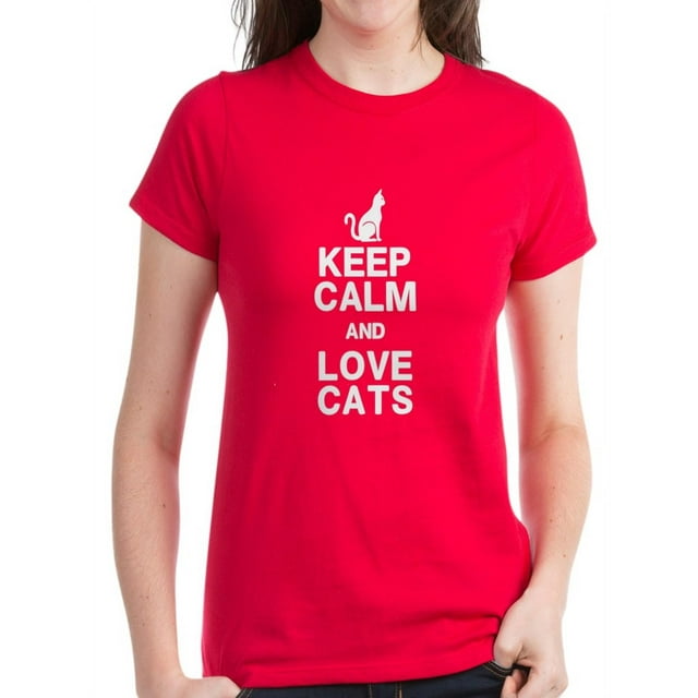 Cafepress Keep Calm Love Cats T Shirt Womens Dark T Shirt 