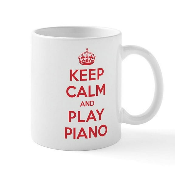 CafePress - Keep Calm Play Piano Mug - 11 oz Ceramic Mug - Novelty Coffee Tea Cup