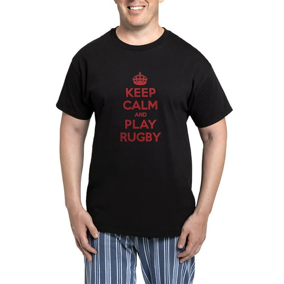 CafePress - Keep Calm Play Rugby Men's Dark Pajamas - Men's Dark Loose Fit Cotton Pajama Set