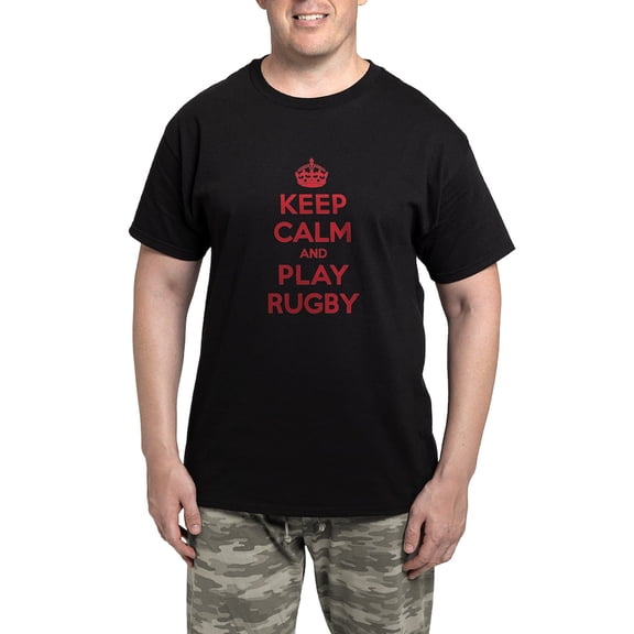 CafePress - Keep Calm Play Rugby Men's Dark Pajamas - Men's Dark Loose Fit Cotton Pajama Set
