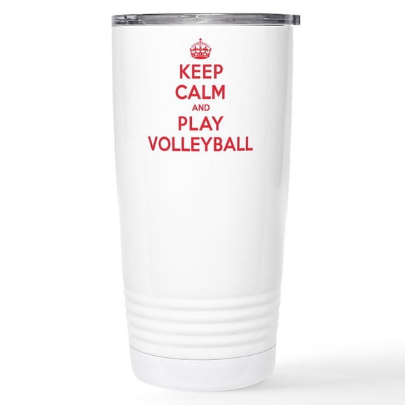 CafePress - Keep Calm Play Volleyball Stainless Steel Travel M - Insulated Stainless Steel Travel Tumbler 20 oz.