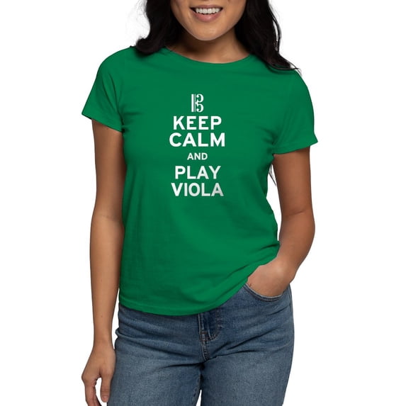 CafePress - Keep Calm Viola Women's Dark T Shirt - Women's Traditional Fit Dark T-Shirt