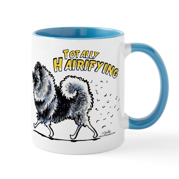 CafePress - Keeshond Hairifying Mug - 11 oz Ceramic Mug - Novelty Coffee Tea Cup