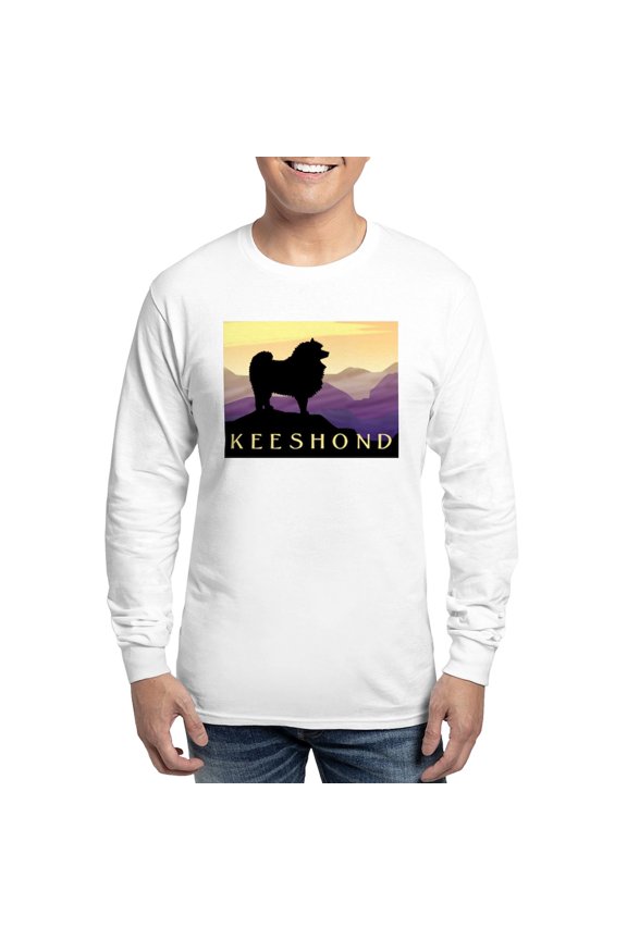 - Keeshond Purple Mountain Long Sleeve T Shirt - Unisex Cotton Long Sleeve T-Shirt