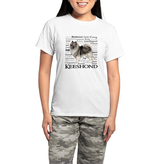 CafePress - Keeshond Traits Pajamas - Women's Short Sleeve Print T-Shirt and Pants Light Cotton Pajama Set