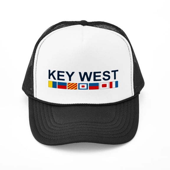 CafePress - Key West Nautical Flags. - Trucker Hat - Polyester Foam Front and Nylon Mesh Weave Back