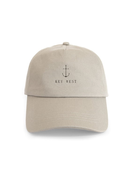 - Key West Sailing Anchor - Adjustable 100% Brushed Unisex Casual Cotton Baseball Cap, Beige, 1