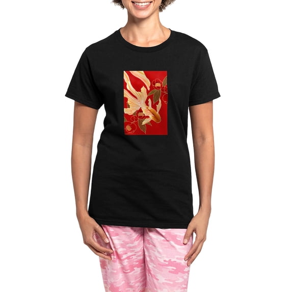 CafePress - Kimono Tradisional Design Goldfish Women's Dark - Women's Short Sleeve Print T-Shirt and Pants Dark Cotton Pajama Set