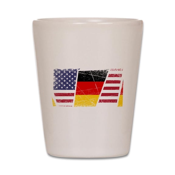 CafePress - Kinda American Kinda German Dual Citi - White Shot Glass, Unique and Funny Shot Glass