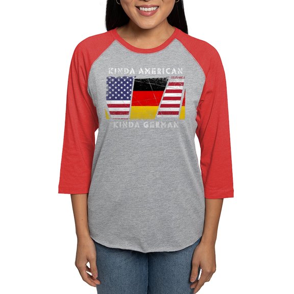 CafePress - Kinda American Kinda German Long Sleeve T Shirt - Womens Baseball Tee