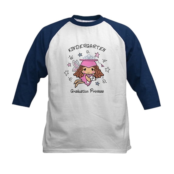 CafePress - Kindergarten Graduation Princ Kids Baseball Jersey - Kids Cotton Baseball Jersey, 3/4 Sleeve Shirt