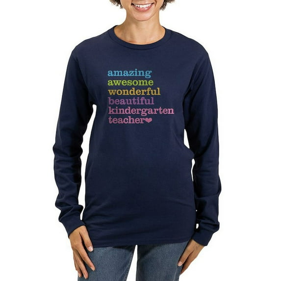 CafePress - Kindergarten Teac Women's Long Sleeve Dark T Shirt - Women's Long Sleeve Graphic Tee Casual Fit