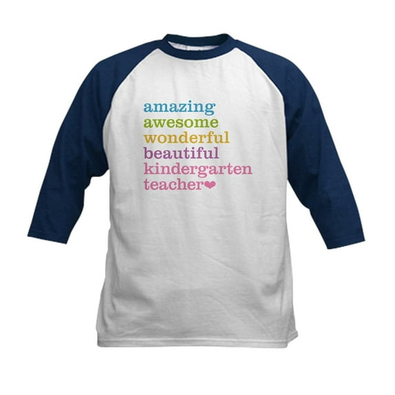 CafePress - Kindergarten Teacher Baseball Jersey - Kids Cotton Baseball Jersey, 3/4 Sleeve Shirt