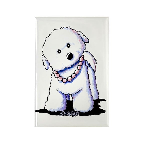 CafePress - Kiniart Bichon In Pearls - Rectangle Magnet, 2"x3" Refrigerator Magnet