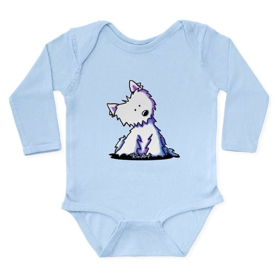 CafePress - Kiniart Curious Westie Long Sleeve Infant Bodysuit - Long Sleeve Cotton Baby Bodysuit