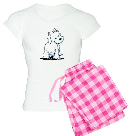 CafePress - Kiniart Fluffybutt Westie - Women's Light Pajamas