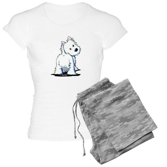 CafePress - Kiniart Fluffybutt Westie - Women's Light Pajamas