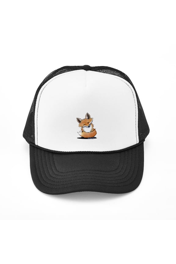 - Kiniart Fox - Adjustable Unisex Printed Trucker Hat with Mesh Back