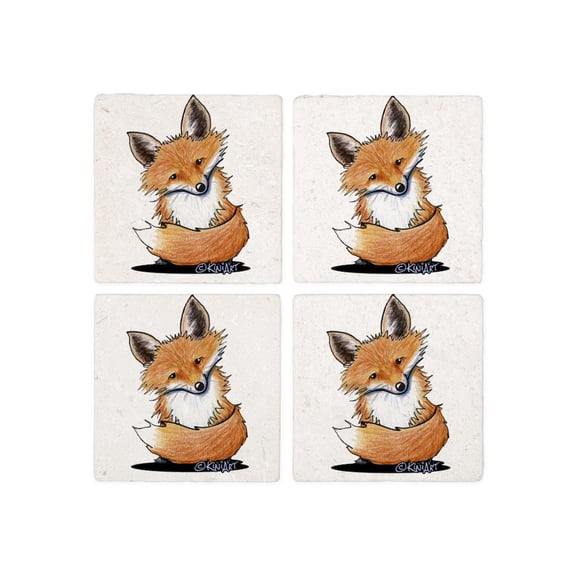 CafePress - Kiniart Fox - Tile Coaster, Drink Coaster Set of 4