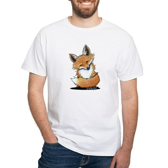 CafePress - Kiniart Fox White T Shirt - Men's White Classic Cotton T-Shirts