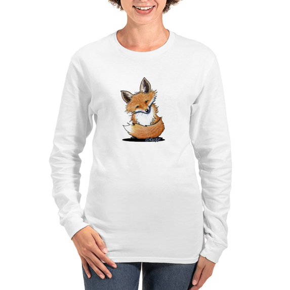 CafePress - Kiniart Fox Women's Long Sleeve T Shirt - Women's Long Sleeve Graphic Casual T-Shirt