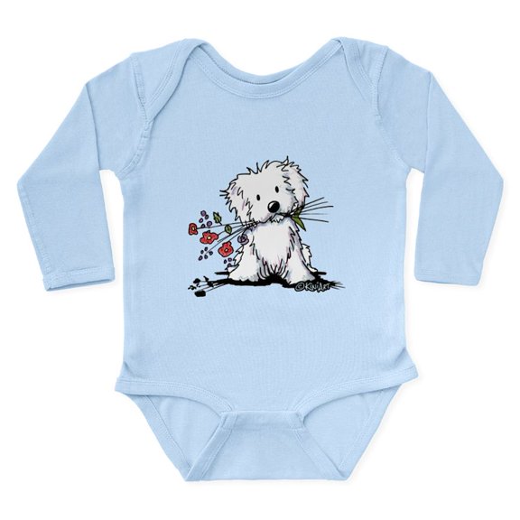 CafePress - Kiniart Maltese Garden Helper Body Suit - Long Sleeve Cotton Baby Bodysuit