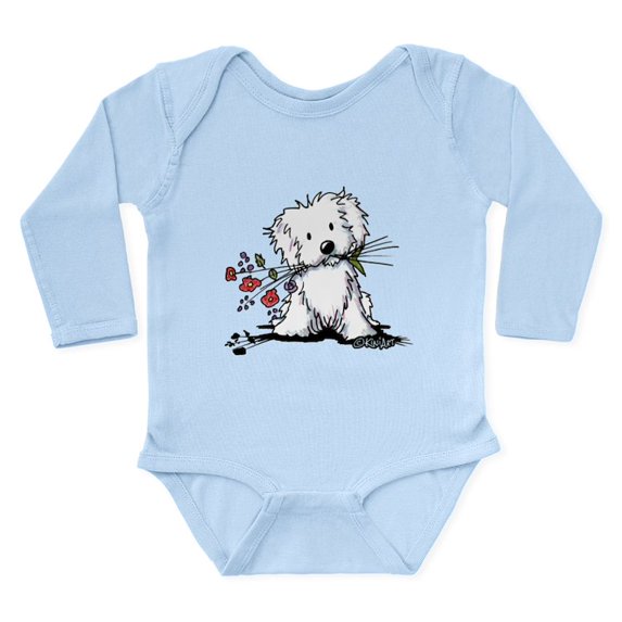 CafePress - Kiniart Maltese Garden Helper Body Suit - Long Sleeve Cotton Baby Bodysuit