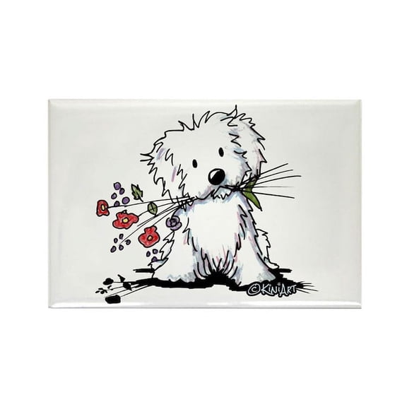 CafePress - Kiniart Maltese Garden Helper - Rectangle Magnet, 2"x3" Refrigerator Magnet