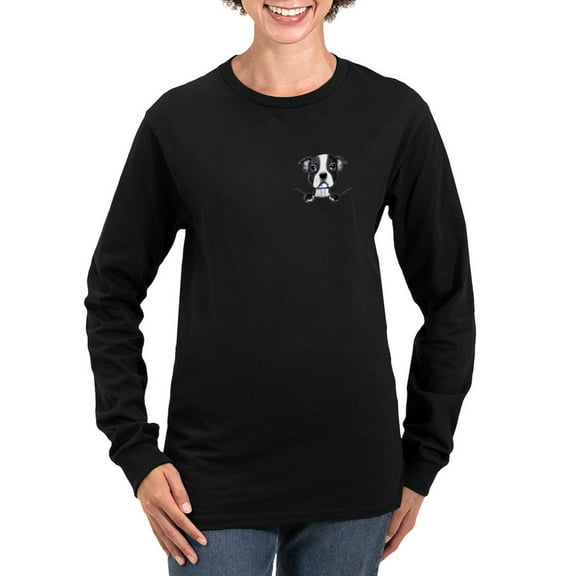 CafePress - Kiniart Pocket Bo Women's Long Sleeve Dark T Shirt - Women's Long Sleeve Graphic Tee Casual Fit