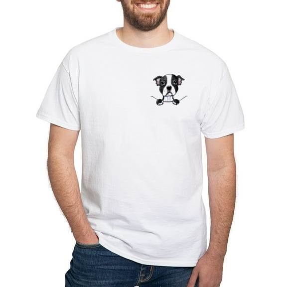 CafePress - Kiniart Pocket Boston White T Shirt - Men's White Classic Cotton T-Shirts