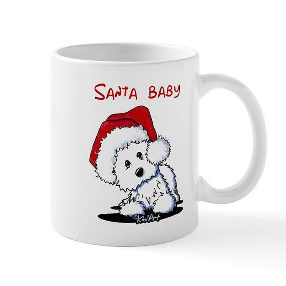 CafePress - Kiniart Santa Westie - 11 oz Ceramic Mug - Novelty Coffee Tea Cup