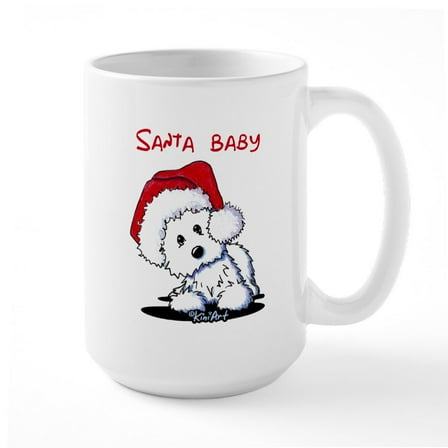 CafePress - Kiniart Santa Westie - 15 oz Ceramic Large White Nolvety Mug