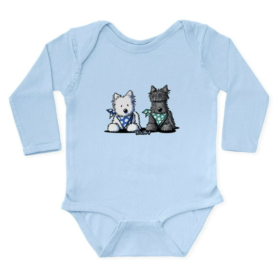 CafePress - Kiniart™ Terrier Twosome Long Sleeve Infant Bodysu - Long Sleeve Cotton Baby Bodysuit