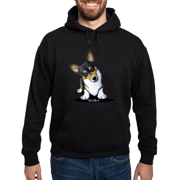 CafePress - Kiniart Tricolor Corgi Hoodie (Dark) - Pullover Hoodie, Classic, Comfortable Hooded Sweatshirt