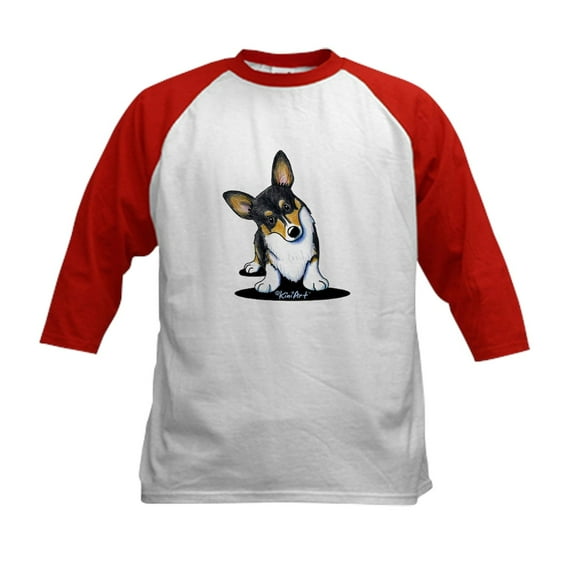 CafePress - Kiniart Tricolor Corgi Kids Baseball Jersey - Kids Cotton Baseball Jersey, 3/4 Sleeve Shirt