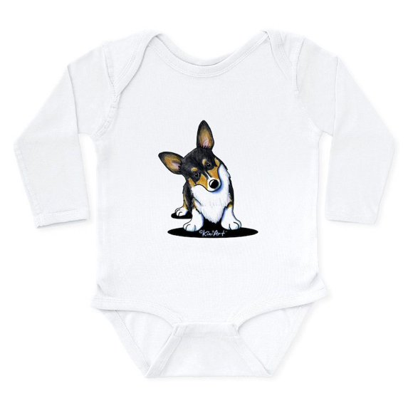 CafePress - Kiniart Tricolor Corgi Long Sleeve Infant Bodysuit - Long Sleeve Cotton Baby Bodysuit