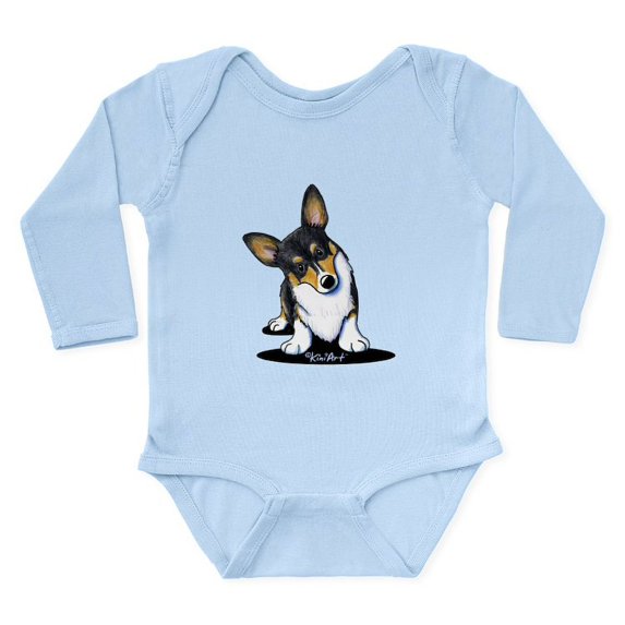 CafePress - Kiniart Tricolor Corgi Long Sleeve Infant Bodysuit - Long Sleeve Cotton Baby Bodysuit